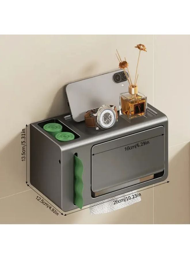 Gun Grey Wall Mounted Non Perforating Suction Cup Tissue Box Holder Modern Bathroom Storage - Image 3